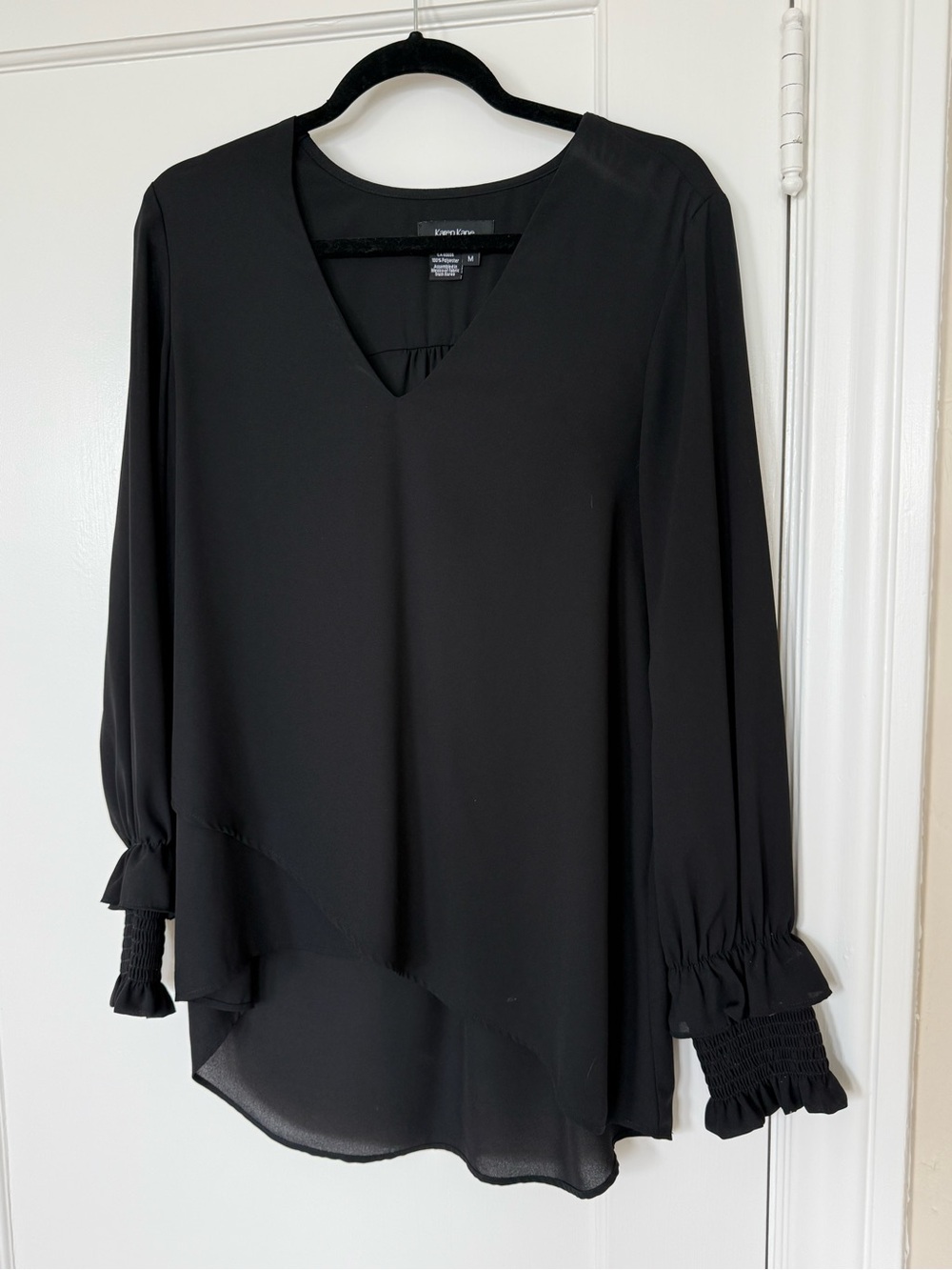 Lilly Pulitzer Black V-Neck Long-Sleeve Blouse
